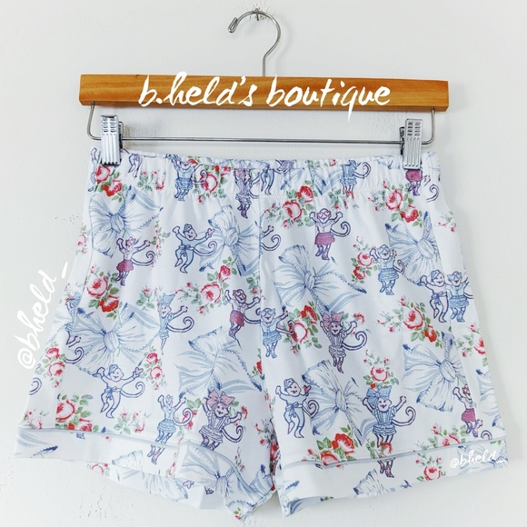 Roller Rabbit x LoveShackFancy Rosa Beaux Monkey Polo Pajama Pastel Blue Size XS - Picture 11 of 14